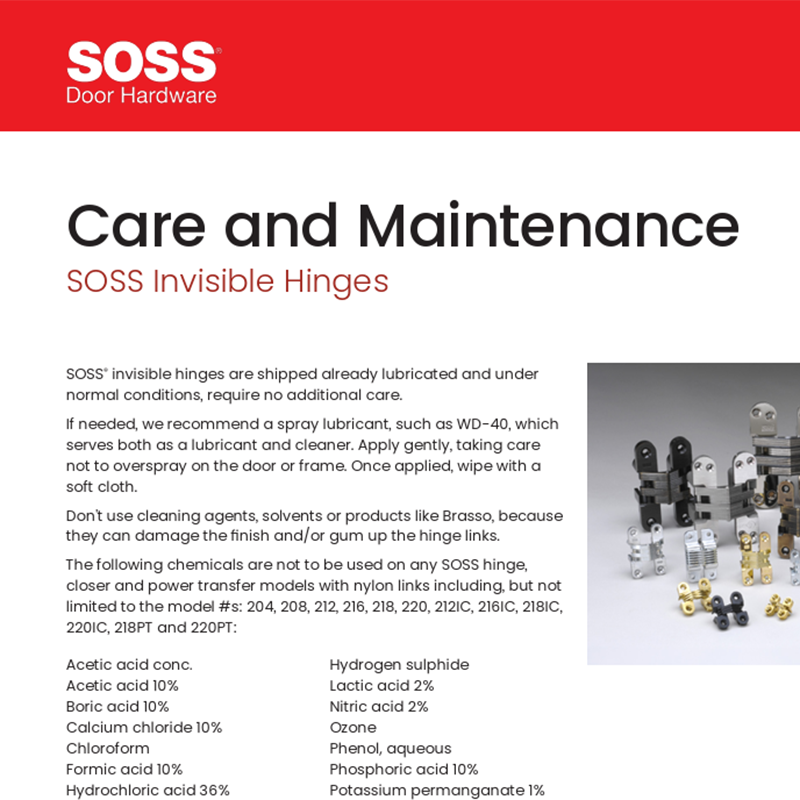 SOSS Care & Maintenance