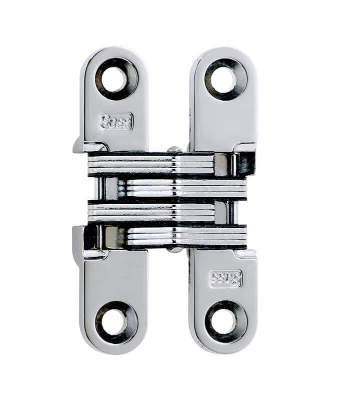 SOSS 101 Zinc Invisible Hinge with Holes for Wood or Metal Applications Mortise Mounting Satin Nickel Exterior Finish Pack of 2