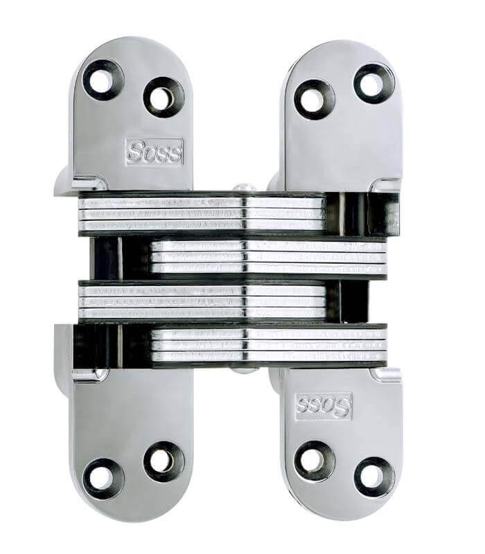10 Pairs 6 x 1 Screw Size SOSS Mortise Mount Invisible Hinges with 4 Holes 1/2 Leaf Width Zinc 19/32 Leaf Thickness 1-1/2 Leaf Height Satin Brass Finish 