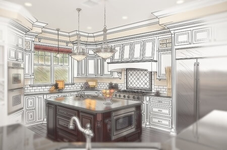 line drawing of kitchen island