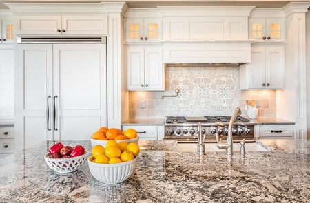 modern kitchen with marble countertops