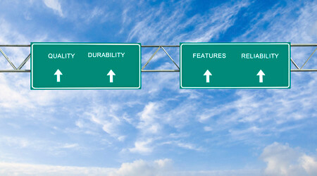 road signs to quality; features; reliabilitiy; durability