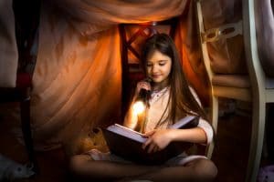 Girl Reading in Secret Space
