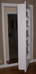SOSS Invisible Hinges Makes Hinges for this large hidden book case door as well