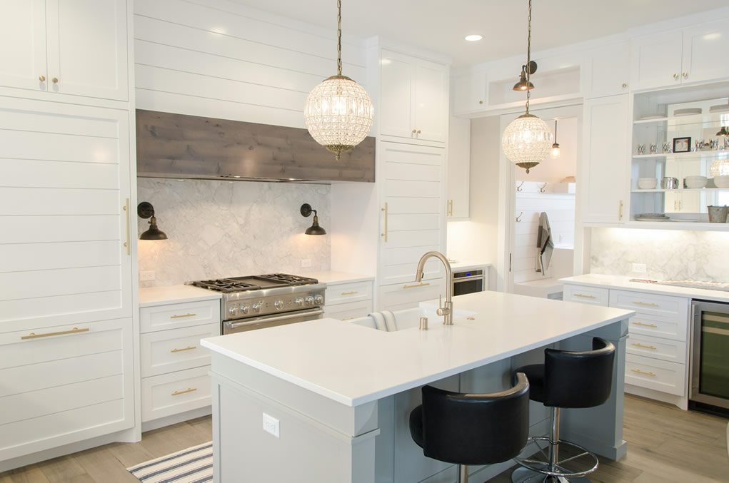 high end kitchen using hidden hinges for doors